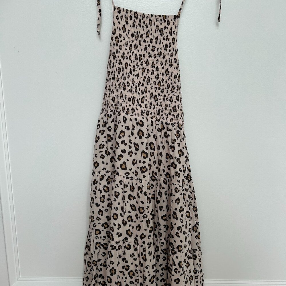 American Eagle Women's Smocked Cheetah Print Halter Mini Dress